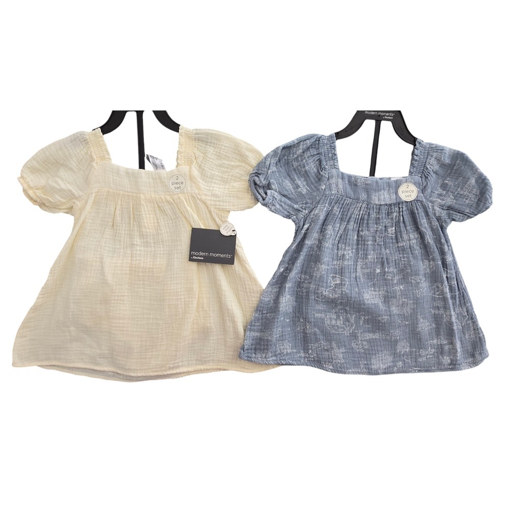 Modern Moments Girls Dress and Diaper Cover Cotton Gauze Lot of 2 Size 6-9months
